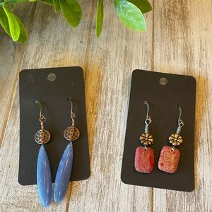 New Handmade 2 Piece Earring Bundle Sea Sediment Jasper & Blue Jasper